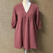 Madewell Lightspun V-neck Mini Dress Womens S Rust Cotton Gauzy Pockets