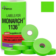 Pricing Labels for Monarch 1136 Fluorescent Green - 14,000 Labels W/ 8 Rolls Val