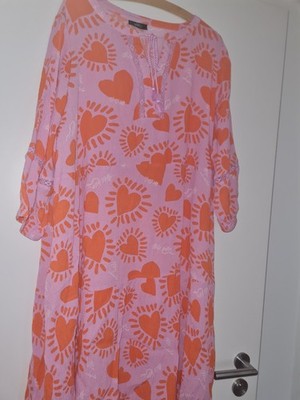 Gina Benotti Damenkleid XL (48/50) rosa/orange Herz, 3/4 Puffärmel