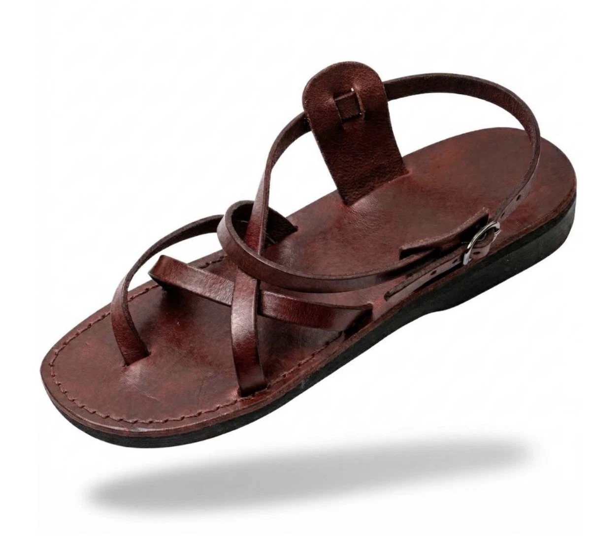 Kouros Men\'s Brown Leather Strapped Sandals Hand Made Greece sz 43/10 Greek Roman Men Leather Sandals, Handmade Greek Style  main image 2