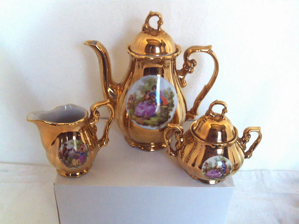 Moccaservice Josef Kuba Fragonard Golddekor JKW Mokka Espresso Set Vintage Retro - Bild 3 von 4