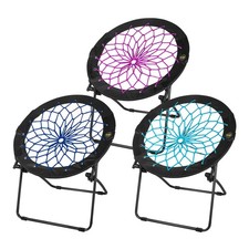 Zenithen Foldable 29 Bunjo Bungee Chairs, Plum, Indigo Teal Pack of 3