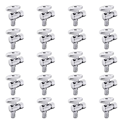 20 Pcs Angle Stop Valve, 3/8" Comp to 1/2" Pex, Brass Shutoff