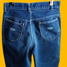 14 26x26 Vintage 1980's Girls Jeans DISCO POCKET RAYON DENIM STRAIGHT FASHION