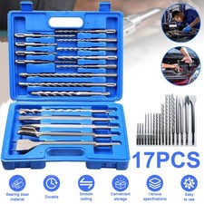 17PC SDS Plus Rotary Hammer Drill Bit Chisel Set for Masonry Concrete Tile Brick