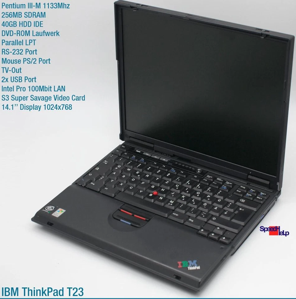 Notebook IBM THINKPAD T23 INTEL PENTIUM 3 1133MHZ Laptop Windows 98 256MB 40GB - Imagen 2 de 4