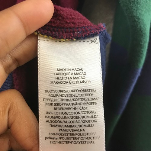 Polo Ralph Lauren Hoodie Boys L(14-16) Maroon Blue Green Striped Zip Pullover - Picture 8 of 9