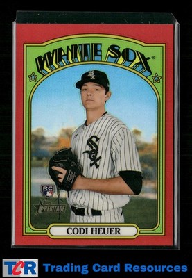 2021 Topps Heritage #555 Codi Heuer Chrome Red Refractor #/372