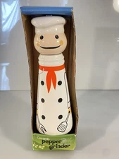 New Kamenstein Smiling Chef Ceramic Pepper Mill Grinder 8.5 In
