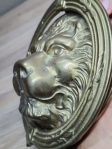 Vintage Detailed Gold Tone Brass Lion Head Door Gate Knock 7 1/2 England - Picture 19 of 20
