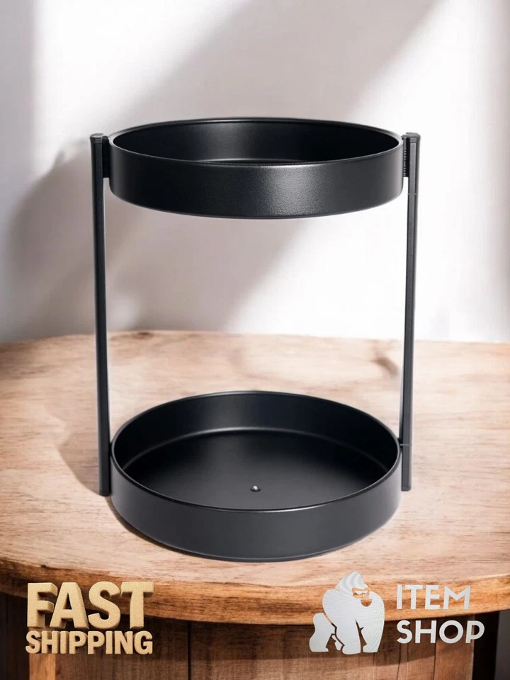 2 Tier 360° Lazy Susan Turntable, 25.5cm Rotating Spice Rack, Rotating Cupboard - Image 3 of 4