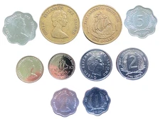 East Caribbean 5 Coin Collectible Set – 1, 2, 5, 10 Cents UNC, 1 Dollar VF-XF