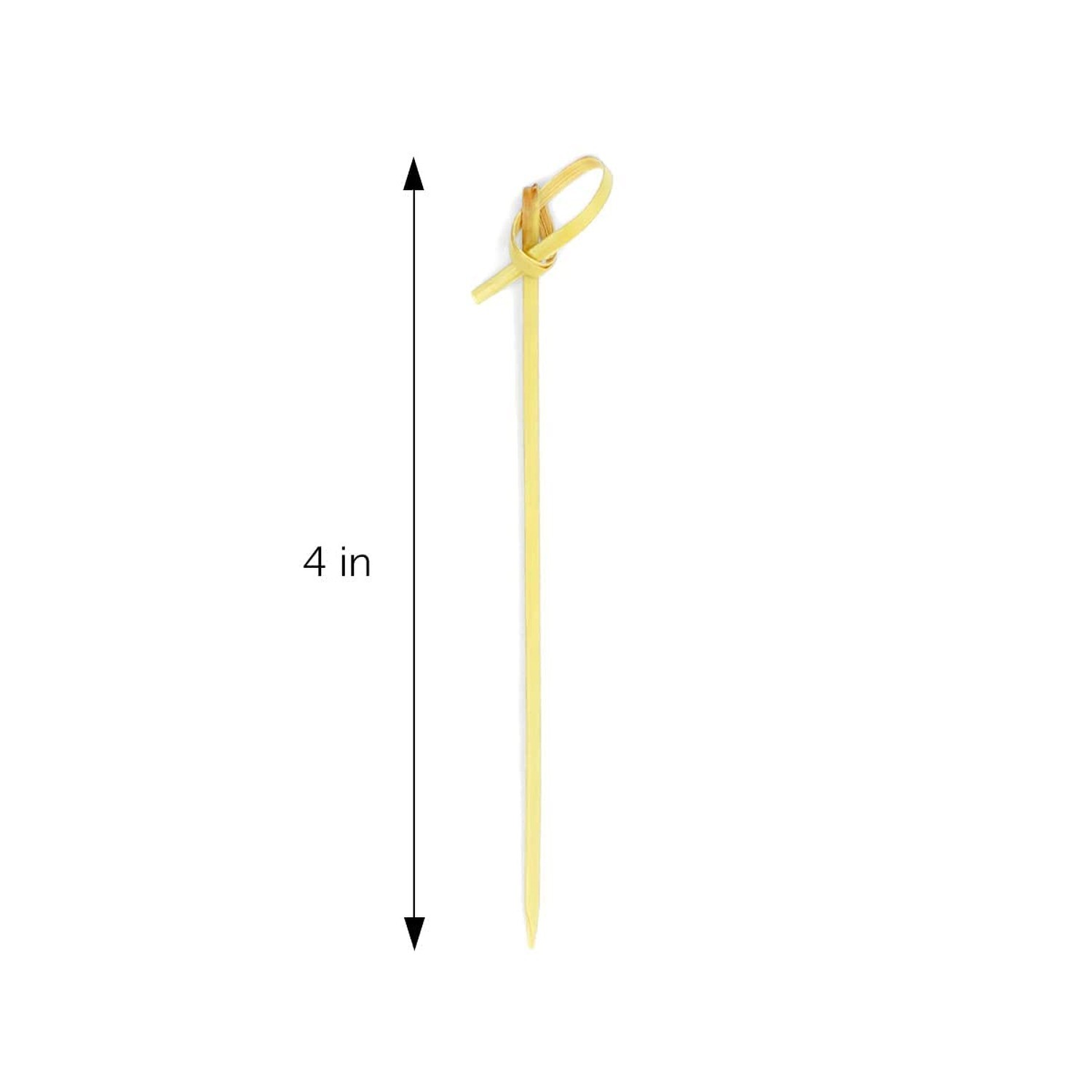 DecorRack 100 Bamboo Cocktail Picks, 4 inch Looped Knot Natural Bamboo Skewer...