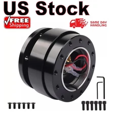 Black Steering Wheel Quick Release Hub Adapter Snap Off Boss Kit 6 Holes #WEE