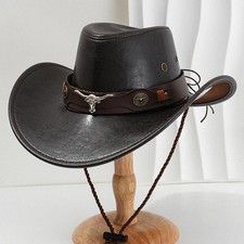 Men and Women Genuine Leather Cowboy Western Hat