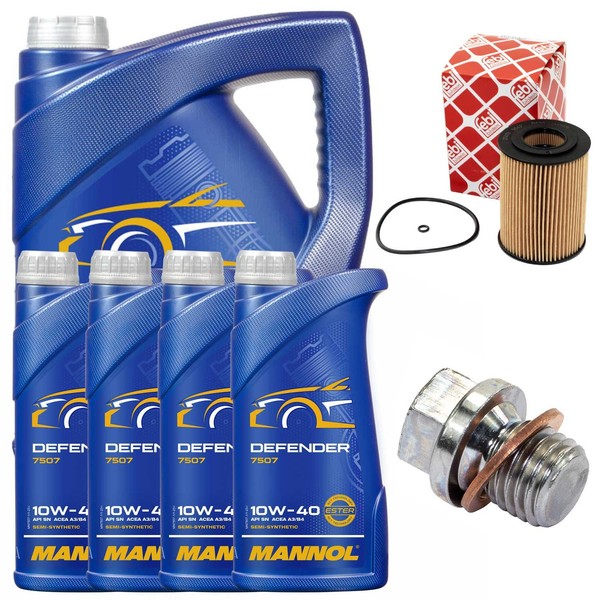 MotoröL Filter Set Mannol 10W-40 API SN 9 Liter + Schraube FüR Mercedes E-Klasse-image