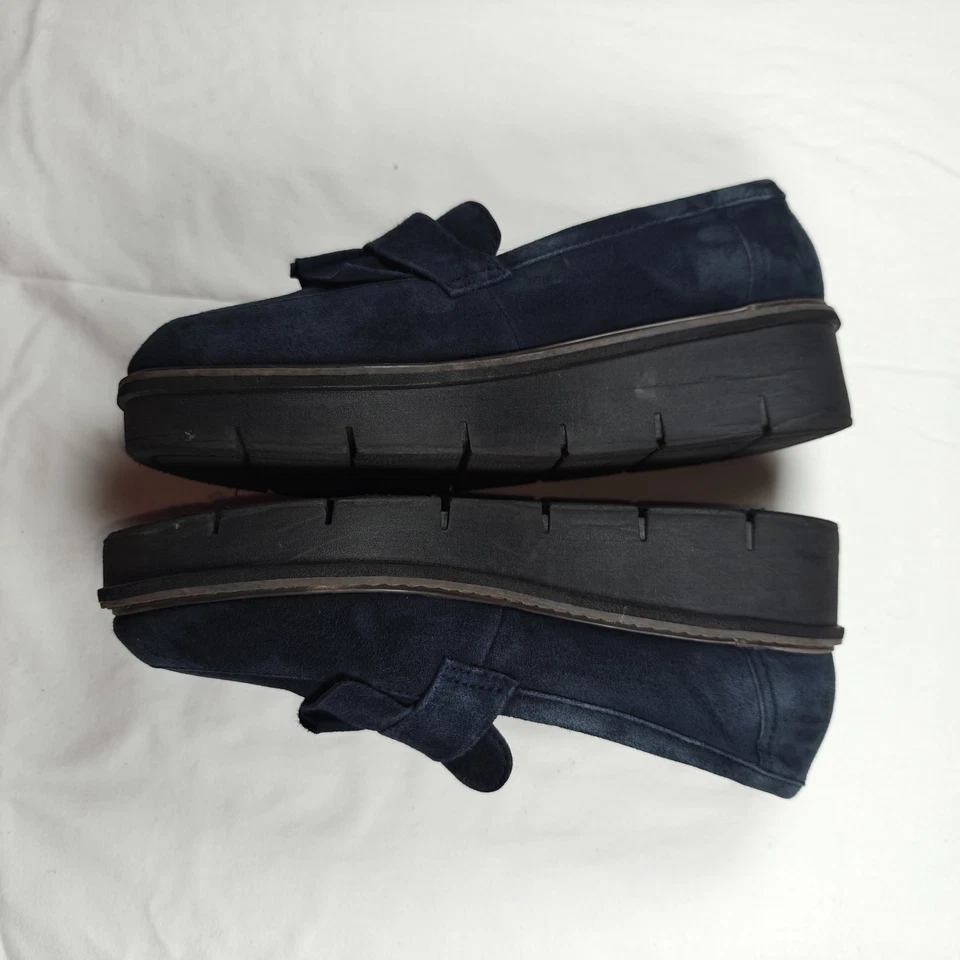 Mocasines sin cordones Clarks Airbell azules de gamuza informales para mujer talla 9 Foto 3 de 4