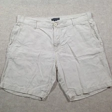 Saks Fifth Avenue Linen Shorts Mens 34 Beige Flat Front Casual Beach Lightweight