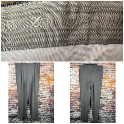 Zanella x Neiman Marcus Houndstooth Wool Gray Pants 38''x35'' Made in Italy