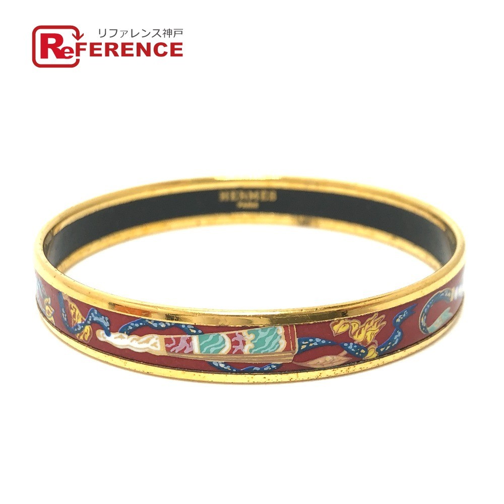 Hermes Enamel Cloisonne Red PM Bangle Bracelet Y0710 Pre-Owned