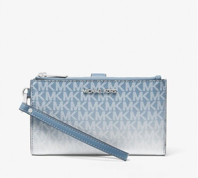 Michael Kors Jet Set Large Ombré Logo Double Zip Wristlet Wallet