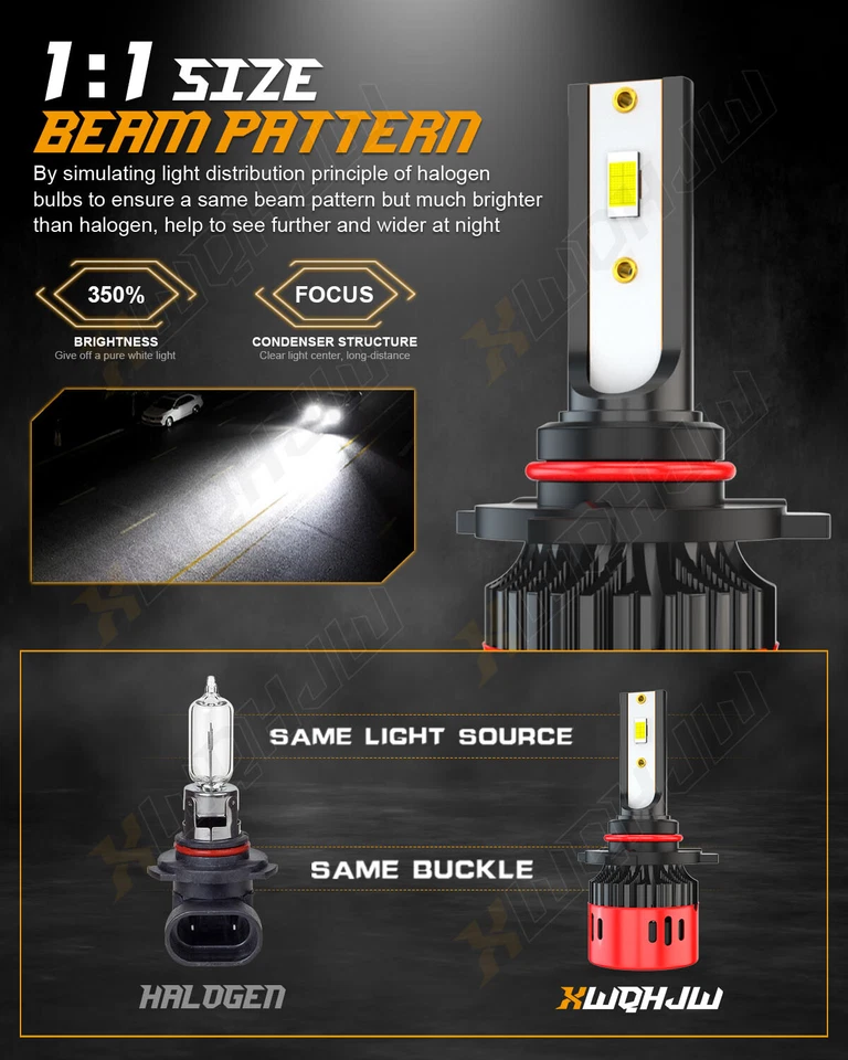 适用于 2008 - 2019 年 MACK CXU 卡车 CXU600 9005 9006 LED 车头灯灯泡 高/低光束 A+ — 第 4/4 张图片