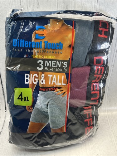 Different Touch Mens Underwear Multicolor Classic Boxer Briefs Size 4XL Set Of 3