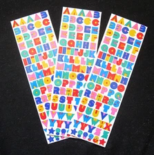 Mrs Grossman Three 2x6 inch Sticker Sheets - Multi Color Alphabet - 250 Digits+