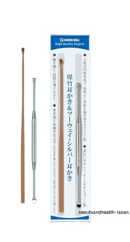 JAPAN GREEN BELL EARPICK/EAR PICK SET(SUSUDAKE TAKE-BAMBOO & METAL BRASS)G-2197