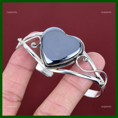 Root Chakra Shungite Gemstone 925 Sterling Silver Daughter New Bangle Bracelet - Picture 3 of 6