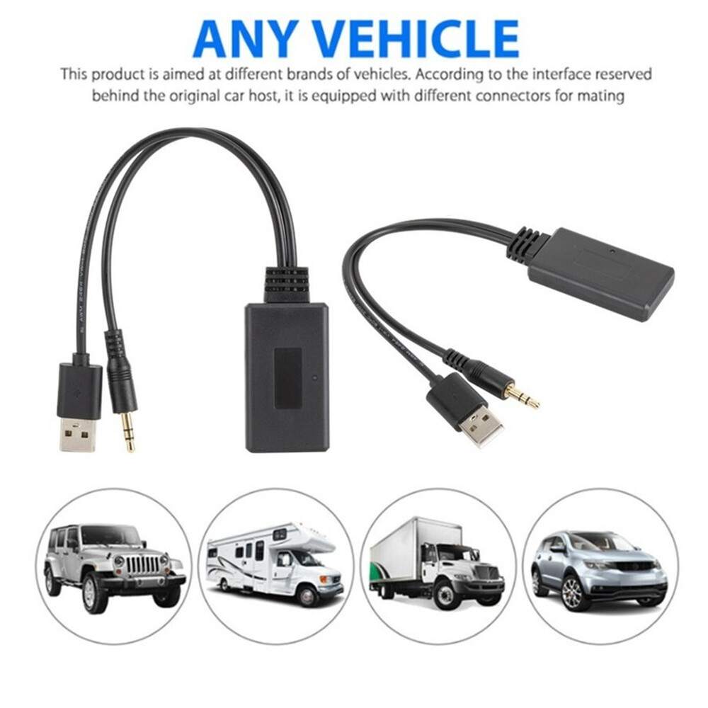 Bluetooth 5.0 Receiver Adapter USB + 3.5mm Jack Stereo Audio For Car AUX Speaker