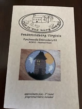 Punch needle Kit:  Includes Fabric/ Buttons: Haunted House: 3” Round: NEW!