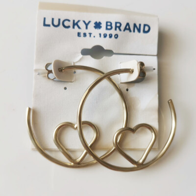 New 4cm Lucky Brand Heart Hoop Earrings Gift Fashion Women
