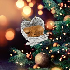 Vizsla dog sleeping Angel Wings Christmas, love Vizsla dog car Ornament Gift