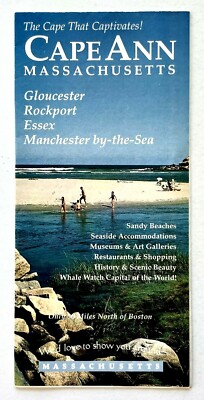 1996 Cape Ann Massachusetts VTG Travel Brochure Map New England Essex Manchester