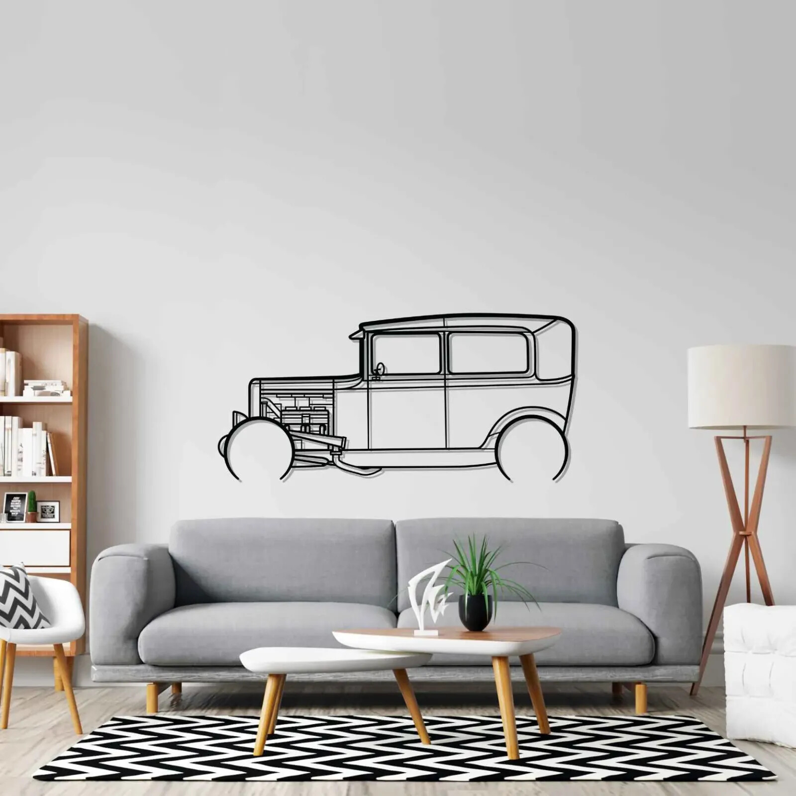 3D Acrylic Metal Car Wall Art - 1931 Model A USA Auto Silhouette Decor