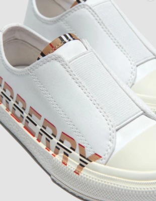 Burberry Kids girls boys white slip on shoes sneakers logo US 7