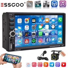 7" Double DIN Android Auto Car Stereo Radio Wireless CarPlay USB BT with Camera