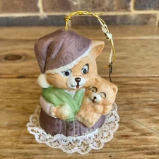 Caring Critters Jasco Chimer Ornament Porcelain Mom Cat And Kitten READ