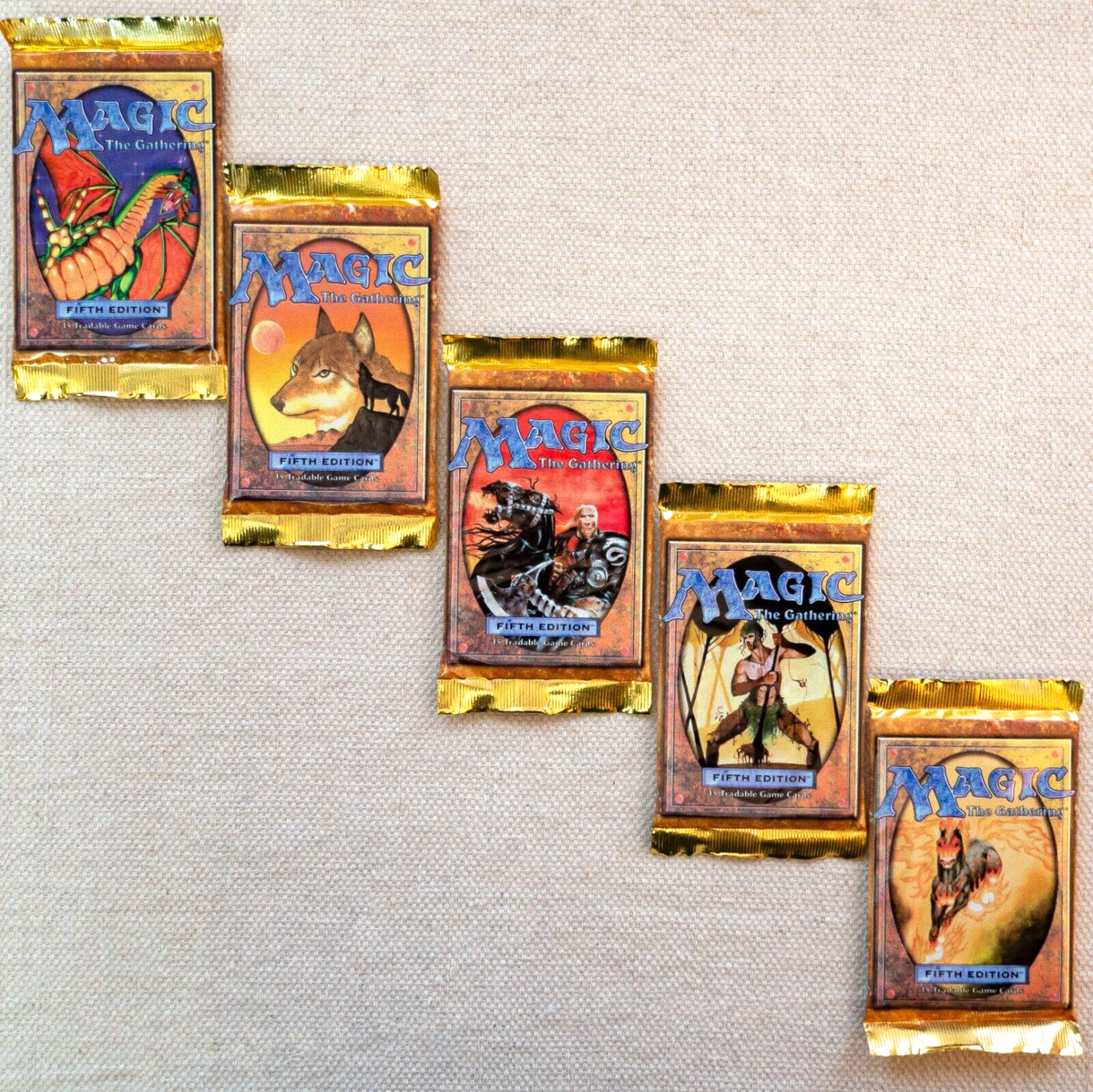 MTG: 5x 5th EDITION Factory Sealed Booster Packs - 1 of Each Cover