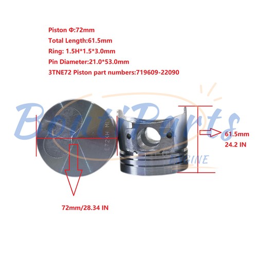 Engine Overhaul Rebuild Kit Fits Yanmar 3TNE72 3TNE72E 3TNE72K-UKH 719609-22090 - Picture 3 of 9