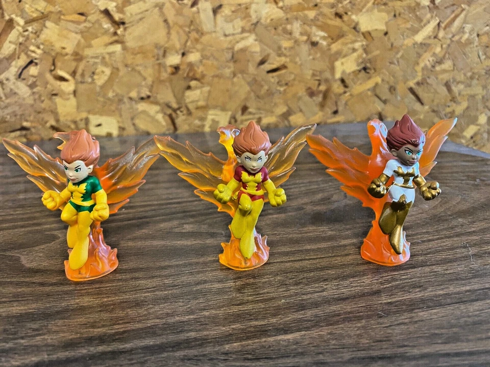 Marvel Super Hero Squad All 3 Phoenix Verde Rojo Blanco Jean Gris 2007 Hasbro Foto 2 de 2