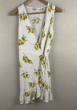 Rails Womens S Madison Wrap Dress In White Lemons Ruffle Hem