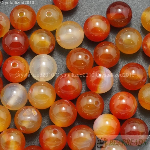 2 Strands Red Carnelian Natural Agate Gemstones Round Beads 6mm 8mm 10mm 15.5" - Picture 2 of 12