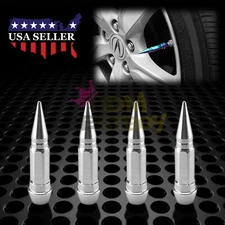 4pcs Gunmetal Long Spike Valve Stem Caps Metal Thread Set For Wheel Tires TVC28
