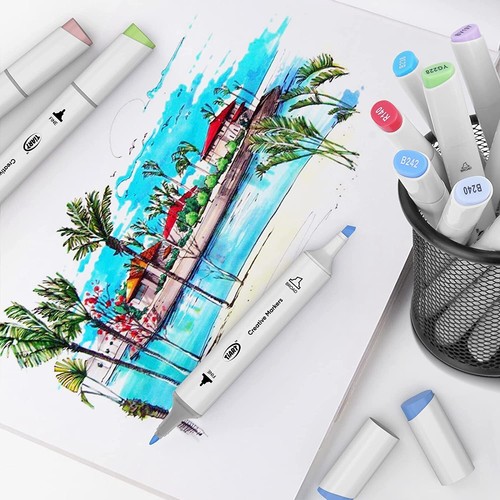 72 Colors Alcohol Markers Set, Double Tipped Craft Markers For Fine & Chisel - Picture 3 of 6
