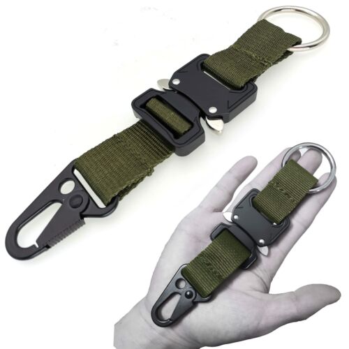 Tactical Quick Release Carabiner Heavy Duty Metal Buckle Ring Clip Keychain - Picture 13 of 15
