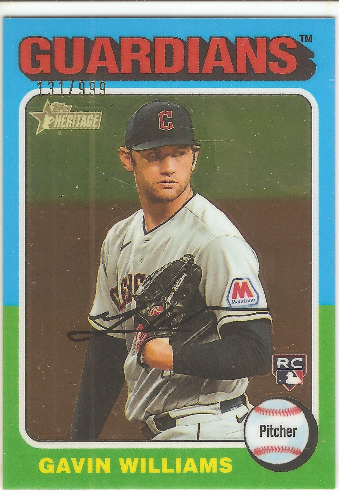 2024 TOPPS HERITAGE GAVIN WILLIAMS CHROME BASEBALL CARD #374 /999