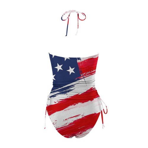 Women's Tankini Set Summer Independence Day Printed Sexy Lace Up Split Swimsuit - Picture 53 of 92