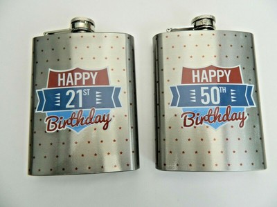 Happy 21. oder 50. Geburtstag 8 Unzen Edelstahl Getränke Alkohol Flachmann Geschenk